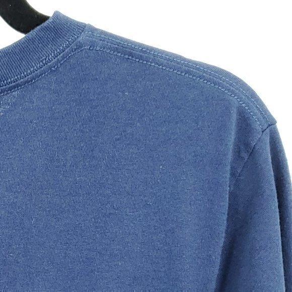 Men's Patagonia Long Sleeve T-Shirt S Blue/Red Logo Sleeve Spellout - Picture 9 of 16